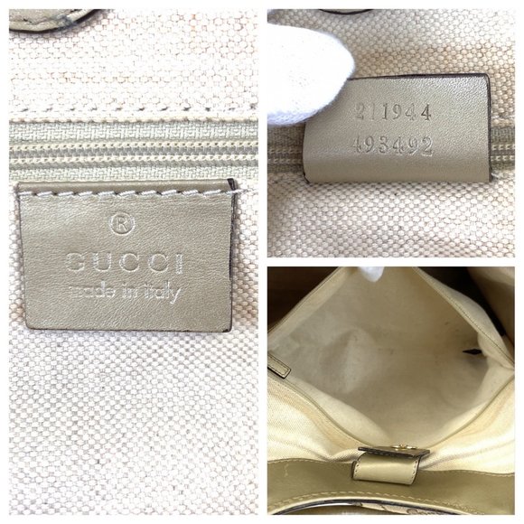 GUCCI Brown GG Canvas Leather 211944 Tote Bag Shoulder Handbag - Picture 5 of 10